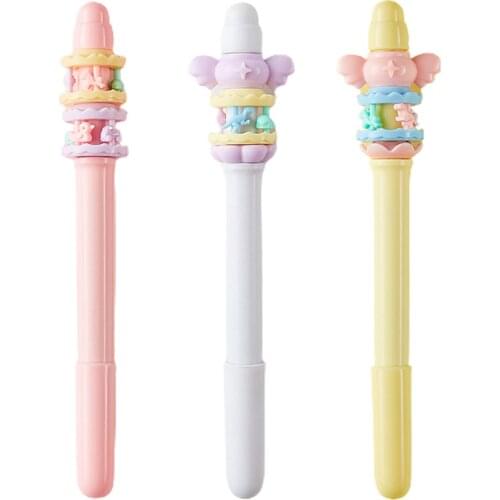 3pcs Funny Rotatable 0.38mm Pen Cute Kawaii Writing Toy Decompression Ballpoint Pen For Back To School Stationery Supplies