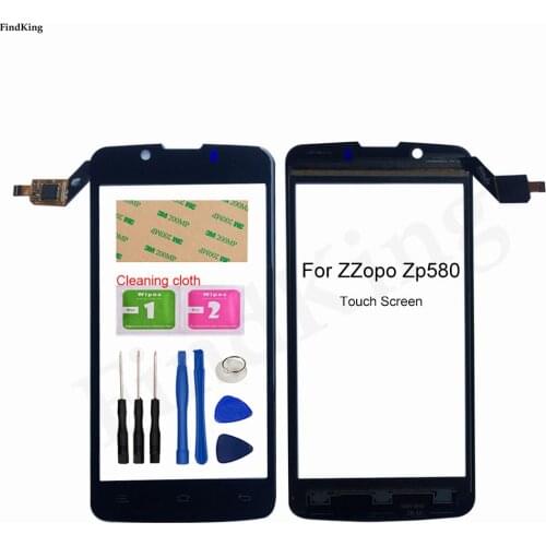 Touch Screen For ZOPO ZP580 Touch Screen Mobile Phone Touch Panel Front Glass Smart Sensor Digitizer Panel 3M Glue