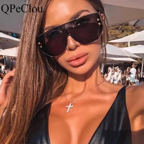 QPeClou 2019 Oversized Sunglasses Women Vintage One Piece Goggles Men Sun Glasses For Man Square Lunettes Oculos De Sol Feminino