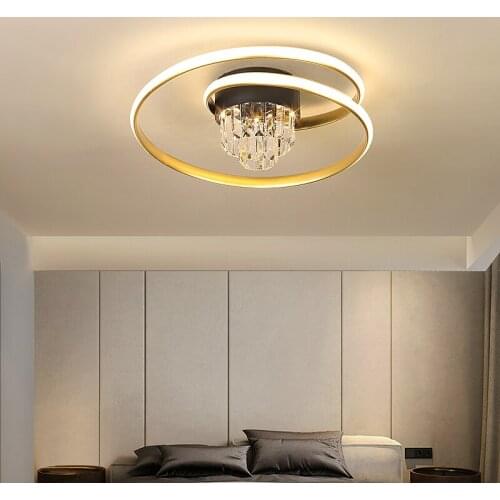 White/Black Modern LED Ceiling Lights for living room bedroom study balcony With Crystal Home RC Dimming Ceiling Lamp lighting