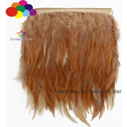 Top 1/10meter saddlebrown Cock Feathers 8-12cm wide Trim Cloth Sideband for Clothing Wedding trims DIY Scarf