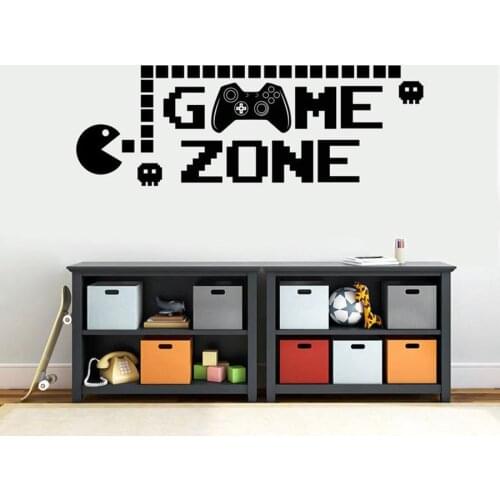 Gamer Wall Decals Game Zone Teen Bedroom Boys Room Dorm Interior House Decor Game Controller Pixels Vinyl Wall Sticker S810