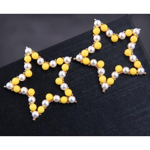 Unique Beads Imitation Pearls Star Shape Stud Earrings For Women Simple Wedding Jewelry Bridal Accessories Boucle D'oreille Gift