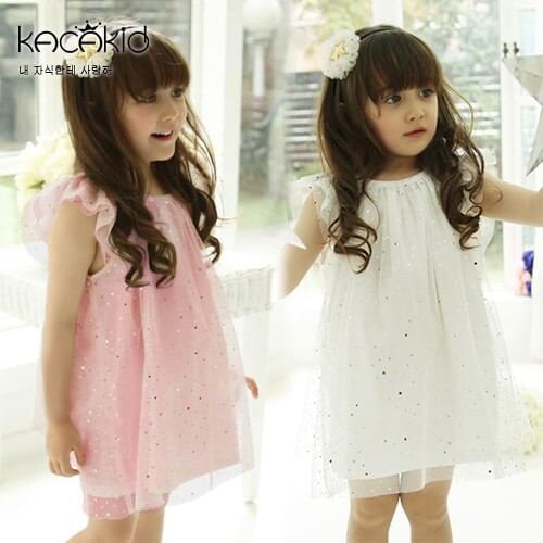 KACAKID Baby Girls Dress Sweet Dot Print Lace Mesh Baby Girls Dress Cotton Cute A-line Children Kid Girl Dress Summer Ka3260