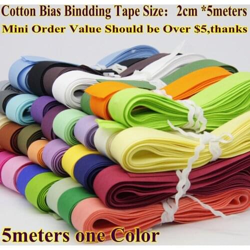 100% Folded Cotton Bias binding Tape , Size: 20mm, Width:3/4" 5Meters/lot Fold Tape,Small Packs DIY Sew Material Handmade Item