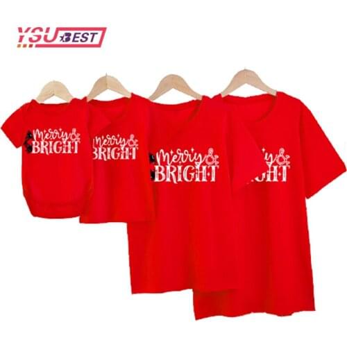 2021 Christmas Letter T-shirtFamily Matching Clothes Mother Father Daughter Son Kids Baby T-shirt Parent-child Short Sleeve Tops