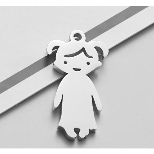 25Pcs/Lot Mirror Polish Stainless Steel Small Boy Girls Charms Pendant DIY Jewelry Making Accesories