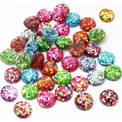 40pcs 12mm New Fashion Mix and Mix color Flat Back Resin Cabochons Cameo Jewelry Accessories Wholesale Supplies