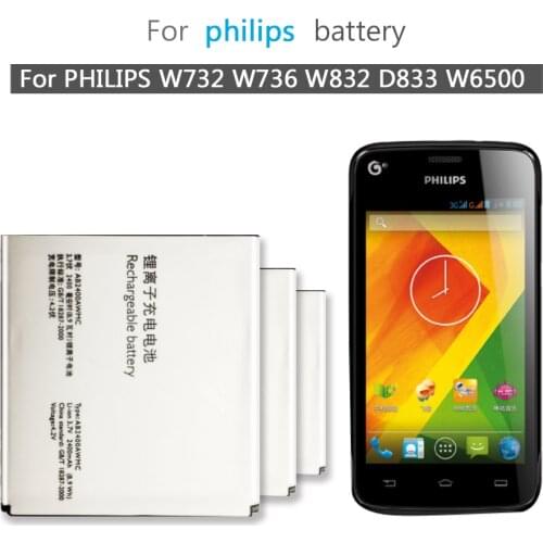 AB2400AWMC Mobile Phone Battery For PHILIPS Xenium W732 W736 W832 D833 W6500 2400mAh