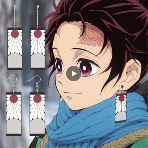 OTOKY Acrylic Drop Earrings Demon Slayer Kimetsu No Yaiba Blade Of Ghost Earings/Clip For Women Men Cosplay Jewelry Accessories