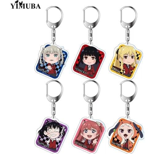 Japan Anime Kakegurui Keychain Jabami Yumeko Meari Saotome Acrylic Figures Key Chain Bag Charm Decoration Toy Cosplay Collection