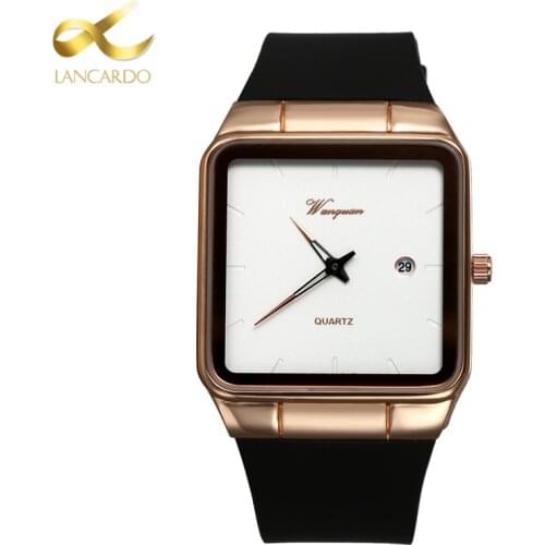 Square Mens Silicone Watches Top Brand Lancardo Luxury Calendar Simple Quartz Watches For Men And Women Clock Relogio Masculino