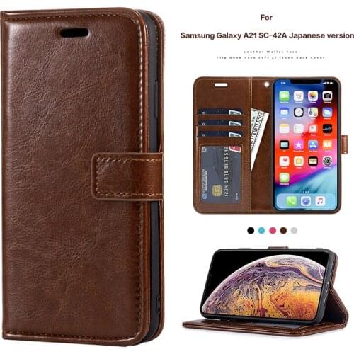 PU Leather Flip Case For Samsung Galaxy A21 SC-42A Japanese version Holder Silicone Photo Frame Case Wallet Cover Business Case