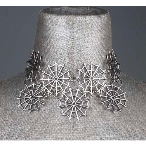 Spider Goth Choker Witch Jewelry, Spider Necklace Gothic Jewellery, Silver Plated Choker