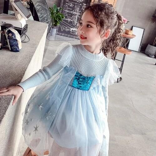 Girls Kids Autumn Winter Cosplay Children Birthday Party Clothing Flower Girls Princess Snow Costume Wedding Party Dress