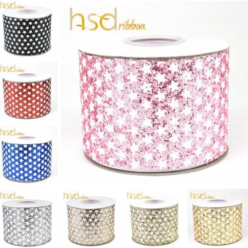 HSDRibbon 75mm 3 inch colorful Shiny Chunky Glitter leather Ribbon Cut by Yard DIY Hairbow Accessories 20Yards/Roll