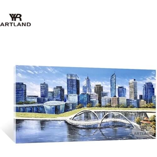 New arrived large sizes Modern city building scenery handmade oil painting on canvas wall art picture for living room background