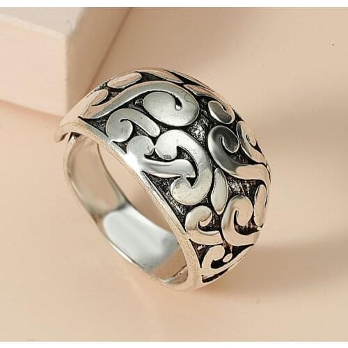 Gothic Vintage Women for Rings Mens Cool Stuff Punk Stainless Steel SilverOpening Ring Adjustable Fashion Simplee Jewelry Gift