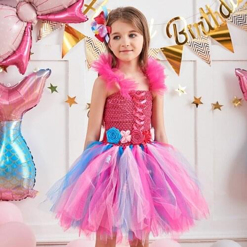 Sweet Candy Tutu Dress for Girls Halloween Birthday Party Clothes Rainbow Candy Land Kids Flower Fancy Dresses with Hairclip