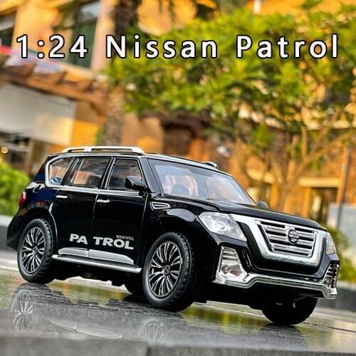1:24 Nissan Patrol Alloy Car Model Childrens Toy Car Shock Absorber Off-Road Vehicle Sound And Light Simulation Car Decoration