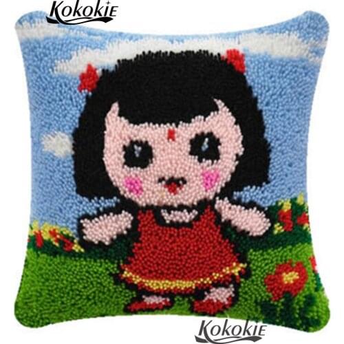 3d carpet embroidery pillow kits Cross Stitch Needlework Crocheting Rug Embroidery Latch Hook Kit Rug Cushion Pillow Mat