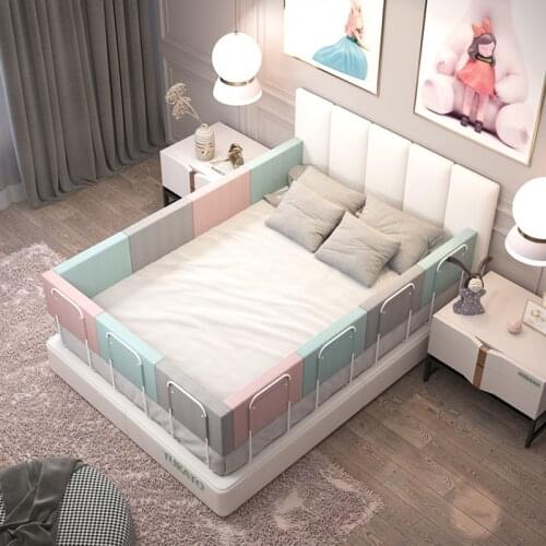 Baby Bed Rail Guard Height Adjustable Anti-collision Guardrail Childrens Bed Fence Bed General Soft Gate Crib Rail 1.5/2M
