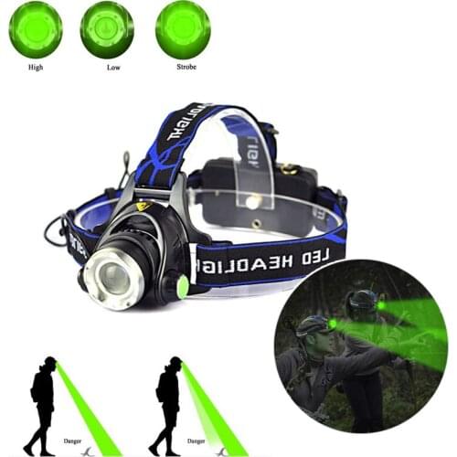 Cheaper USB Rechargeable Green Light LED Headlamp Portable Powerful 5W Headlight Adjustable Zoom Head Torch For Camping Hunting