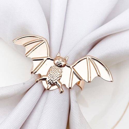 6pcs/lot New Halloween black bat napkin ring metal napkin buckle suitable for holiday party table decoration