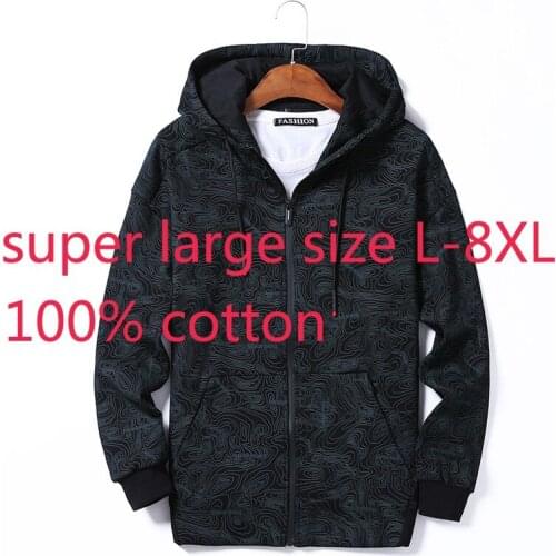 New Arrival Super Large Autumn Young Men Fashion Casual Printed Hooded Knitted Jacket Fashionable Coat Plus Size L-6XL 7XL 8XL