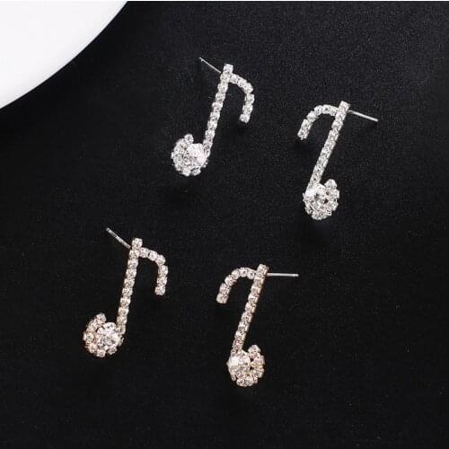 New Fashion design musical note Earrings Rhinestone Earrings Gifts For Women Girls Female Shining Jewelry Earrings E733