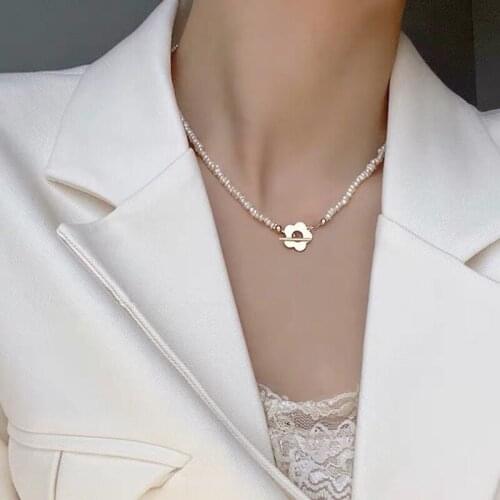 Huge Bud Baroque Irregular Natural Freshwater Pearl Choker 14K Gold Flower Toggle Necklace Women Wedding Jewellery Collares Gift