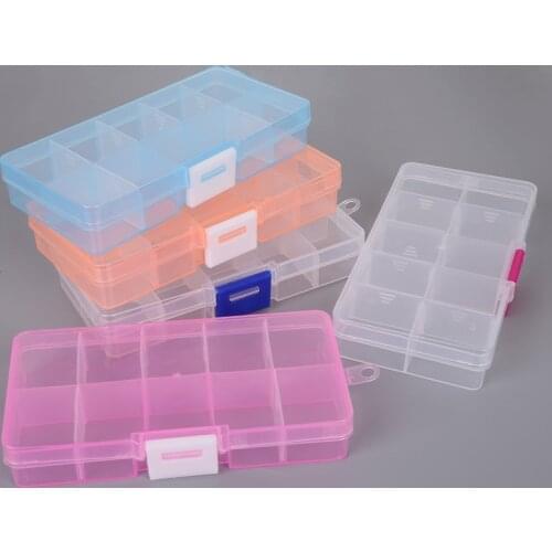 10 grid plastic box storage box detachable cover jewelry finishing storage box wooden tools fishing tackle beaded box