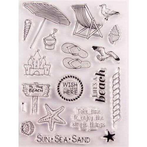Beach Silicone Clear Stamp Seal DIY Scrapbook Embossing Album Decor Craft Art