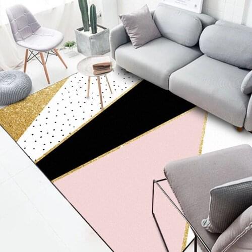 Nordic style Door Mat Living Room Carpets 3D Printing Soft pink Carpet Coffee Table Mat Bedroom Non-slip Absorbent Polyester Rug