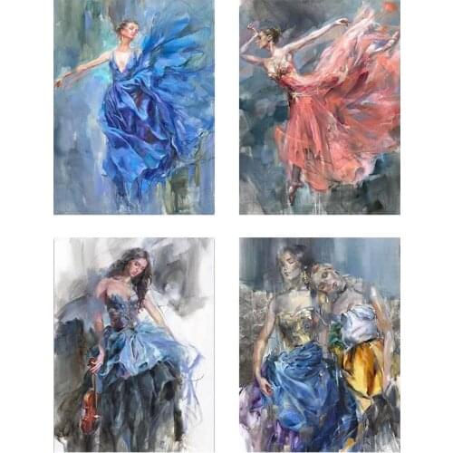 Retro Dancer Girl DIY Diamond Painting Cross Stitch Beautiful Woman Dress 5D Handmade Rhinestone Mosaic Art Home Room Decor