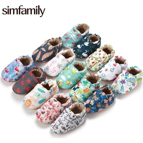 [simfamily]Kid Girls Boy baby shoes Newborns First Walkers Soft Infant Toddler Shoes Cute Flower Soles Crib Shoes Cotton Fabric