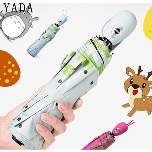 YADA Cute Design Cartoon Fawn Pattern Folding Rainy Automatic Umbrella Anti-UV Girls Boys Gift Lovely Animal Elk Umbrella YD050
