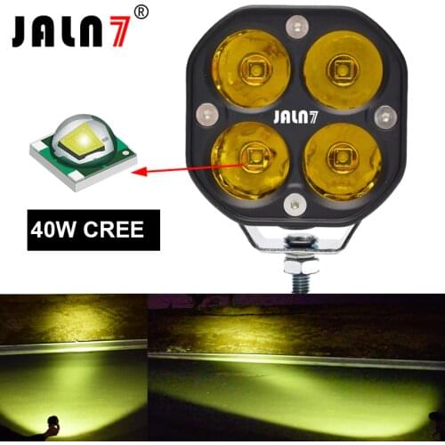 JALN7 1Pc LED Motorcycle Driving Headlight 40W Fog Lamp Work Light 4x4 Square 3inch Mini Offroad Yellow White Waterproof ATV UTV