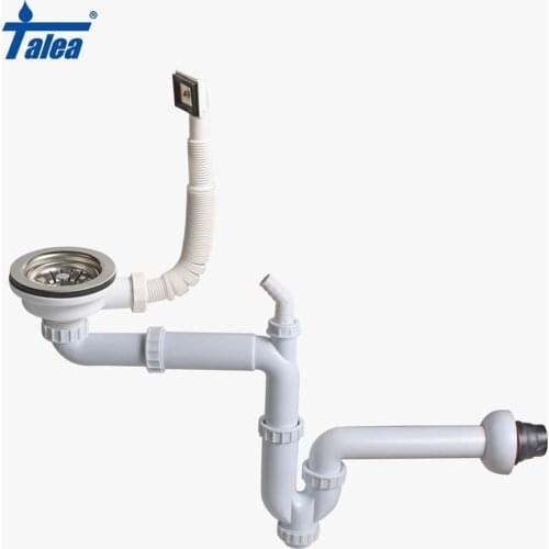 Talea 114&110mm Kitchen Sink strainer Basket Drain Set with Drain Pipes into the wall Basin Pop Up Drain Strainer with overflow