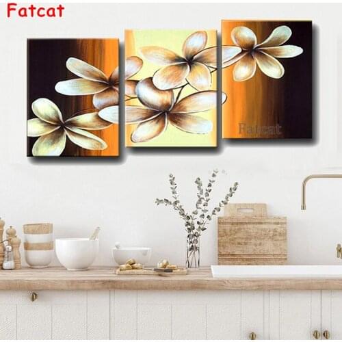 Triptych Magnolia White Retro Flower Home Decor Diamond Painting Full Mosaic Round Square Diamond Embroidery Home Decor PP1454