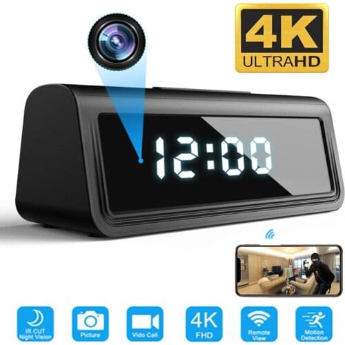 Wifi camera Secret Clock micro camera Recorder Security Night Vision Motion Detect Camcorder 166degree 4k HFD micro kamera espia