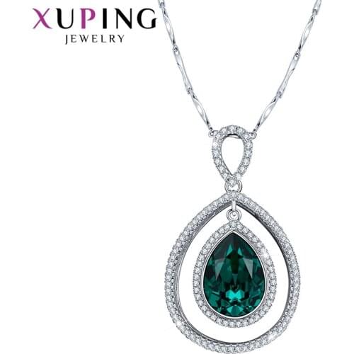 Xuping Jewelry Fashion Water Drop Shaped Crystal Pendant with Rhodium Plated for Women Gift 30315