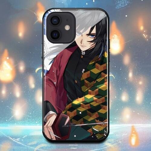Japan Demon Slayer Tomioka Giyuu Phone Case For Iphone 11 11Pro 12Pro 12Mini 6s 7 8 Plus X XR XS Max Tempered glass shell Cover
