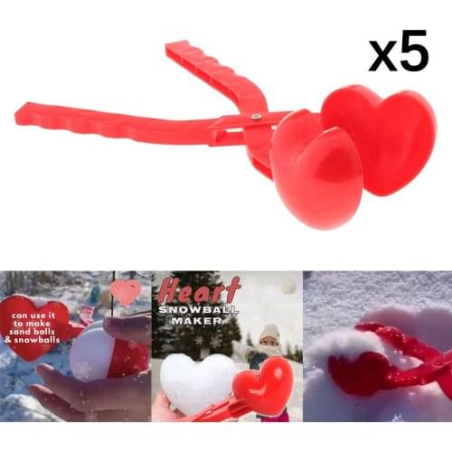 5pcs Heart Shape Snow Ball Maker Clamps Kids Child Sand Toys Snow Fight Game