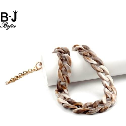 BOJIU Fashion New Resin Leopard Women Choker Necklace Chain Charm Lady Chain Necklace Exquisite Chokers For Women NKS066