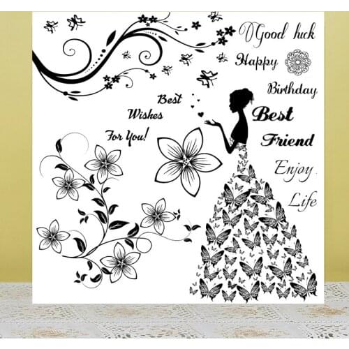 ZhuoAng Butterfly Girl Clear Stamps/Card Making Holiday decorations For scrapbooking Transparent stamps 13*13cm