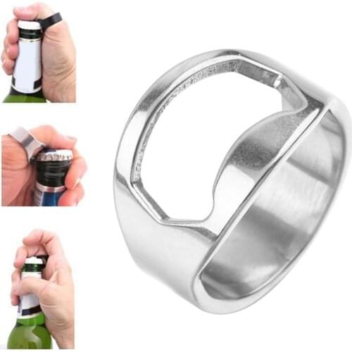1 Pc Beer Bottle Opener Stainless Steel Finger Keyring Bar Beer Tool Silver Multi-function Portable Kitchen Gadgets Bar Tool