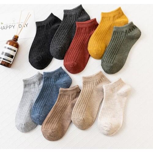 10 Pairs/Lot Womens Socks Cotton Classic Solid Color Casual Ankle Socks Colorful Summer Boat Socks Ladies Girls Invisible Socks