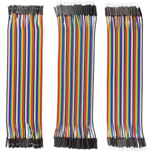 120Pcs/3*40pin 10cm/15cm/20cm/30cm Breadboard line Jumper Wire Cable Male to Male, Female to Male, Female to Female for Arduino