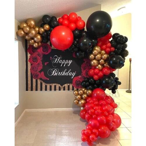 127pcs Red and Black Gold Balloons Garland Arch Kit Kids Adult Birthday Party Decorations Valentines Day Wedding Party Globos
